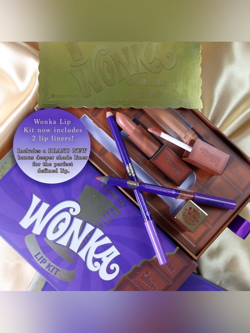 Wonka X Glamlite Lip Kit Plus NEW LIP LINER - BNIB!! Fast Shipping!!